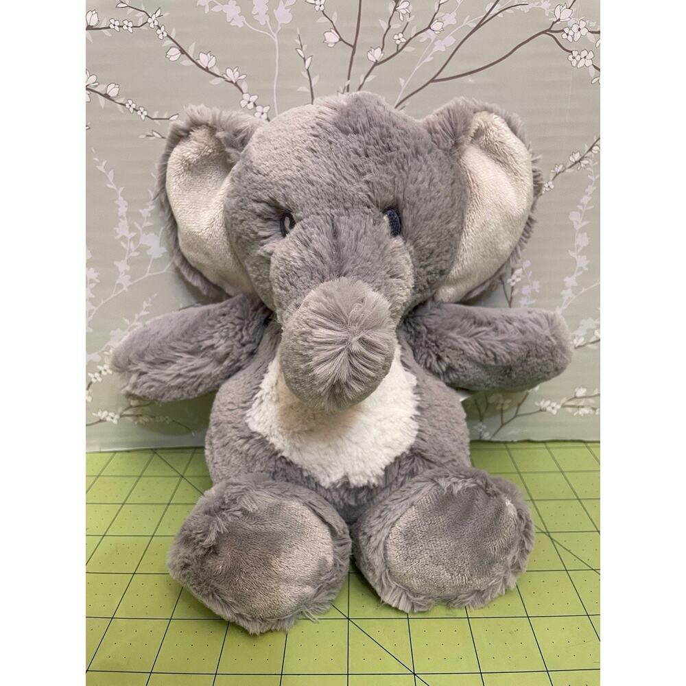 Ebba 11” Plush Gray & White Elephant Stuffed Animal Soft Toy